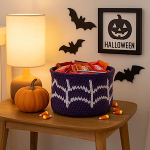 Amigurumi Candy Basket Pattern, Crochet Tutorials PDF File for Beginner, Crochet Plush Toy For Halloween Decor, Treat or Trick Candy Bag