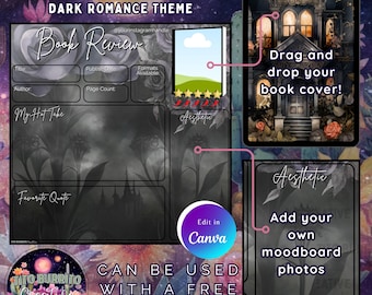 Dark Romance Bookstagram Template – Book / Audiobook Review Instagram Post – Editable Bookish Social Media Templates –  Readers & Review