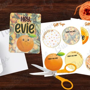 Citrus schatje babykaart | Aanpasbaar oranje babycadeau | Afdrukbare kaarten en cadeaukaartjes | Digitale download | Nieuwe baby