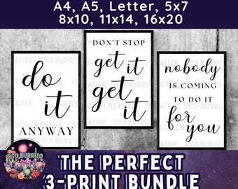 Motivational Gym Wall Art Prints: Fitness Quote Decor (Digital Download
