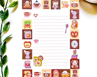 Bloc de notas Cozy Cafe - Papelería coreana, pegatinas kawaii, artículos de papelería bonitos para diario