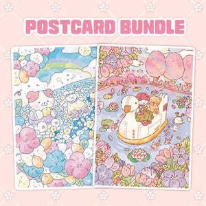 Cute Korean Postcard Bundle - Korean Stationery, Kawaii Stickers, Cute Journaling Supplies, Art Print