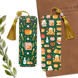 Marcapáginas acogedor de panadería con borla - Papelería coreana, pegatinas kawaii, artículos de papelería bonitos para diario