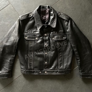 Mens Black Leather Jacket, Motorcycle Jacket, Mens Leather Jacket, Cafe Racer Jacket, Biker Jacket, Trucker Jacket, Western Jacket