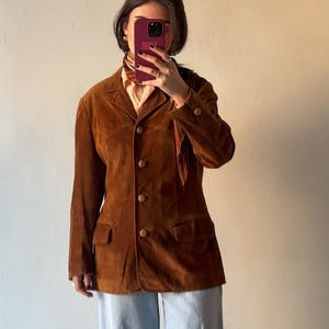 Brown Suede Jacket for Women – Classic Western Cowboy Style Outerwear, Retro Suede Coat, Soft Brown Jacket for Fall and Winter Fashion