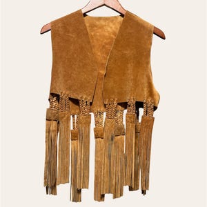 Womens Suede Vest – Western Boho Cowgirl Vintage Style, Brown Fringe Festival Outfit, Rodeo Country Concert Clothing, Retro 70s Hippie Gilet