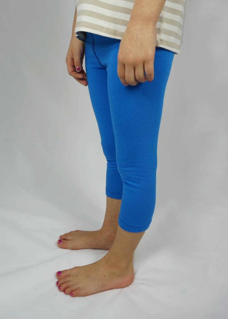 Girls bamboo capri leggings royal blue summer leggings Etsy