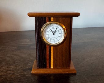 Vintage Mini Wooden Desk Clock by Schlabaugh & Sons