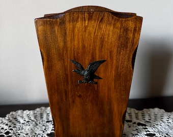 Vintage Wooden Knife Holder | Eagle Emblem, Rustic Farmhouse Cabin Decor