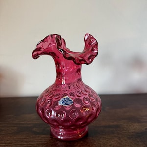 Fenton Cranberry Vase - Etsy