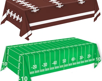 Mulbozy 2 Pack Football Tablecloth – Disposable Plastic Table Cover For Super Bowl, Game Day, Birthday Parties