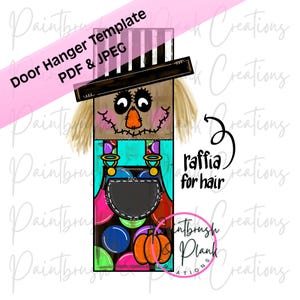 Printable Template, Simple Scarecrow Door Hanger Template, Polka Dot Stripes Scarecrow, Fall Door Hangers, Downloadable File, DIY Decor
