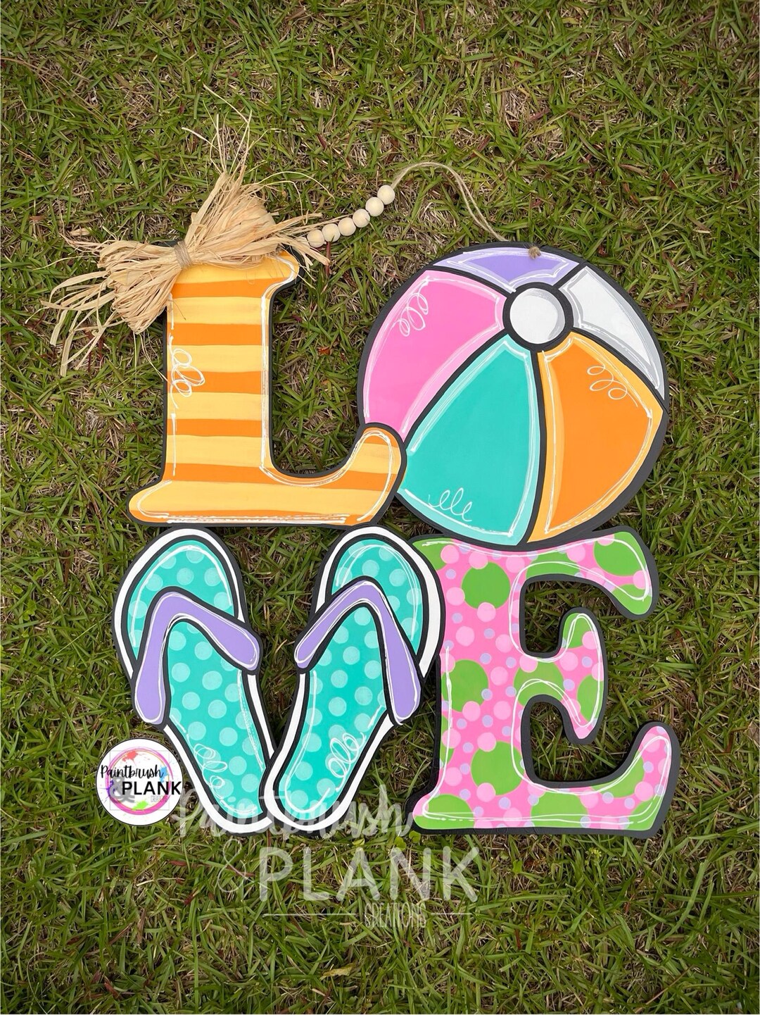 Summer Door Hanger: Beachball & Flip Flops, Hand-painted Beach Decor - Etsy