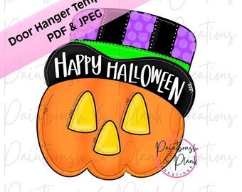 Jack o Lantern Door Hanger Template, Printable Halloween Decor (PDF & JPEG)