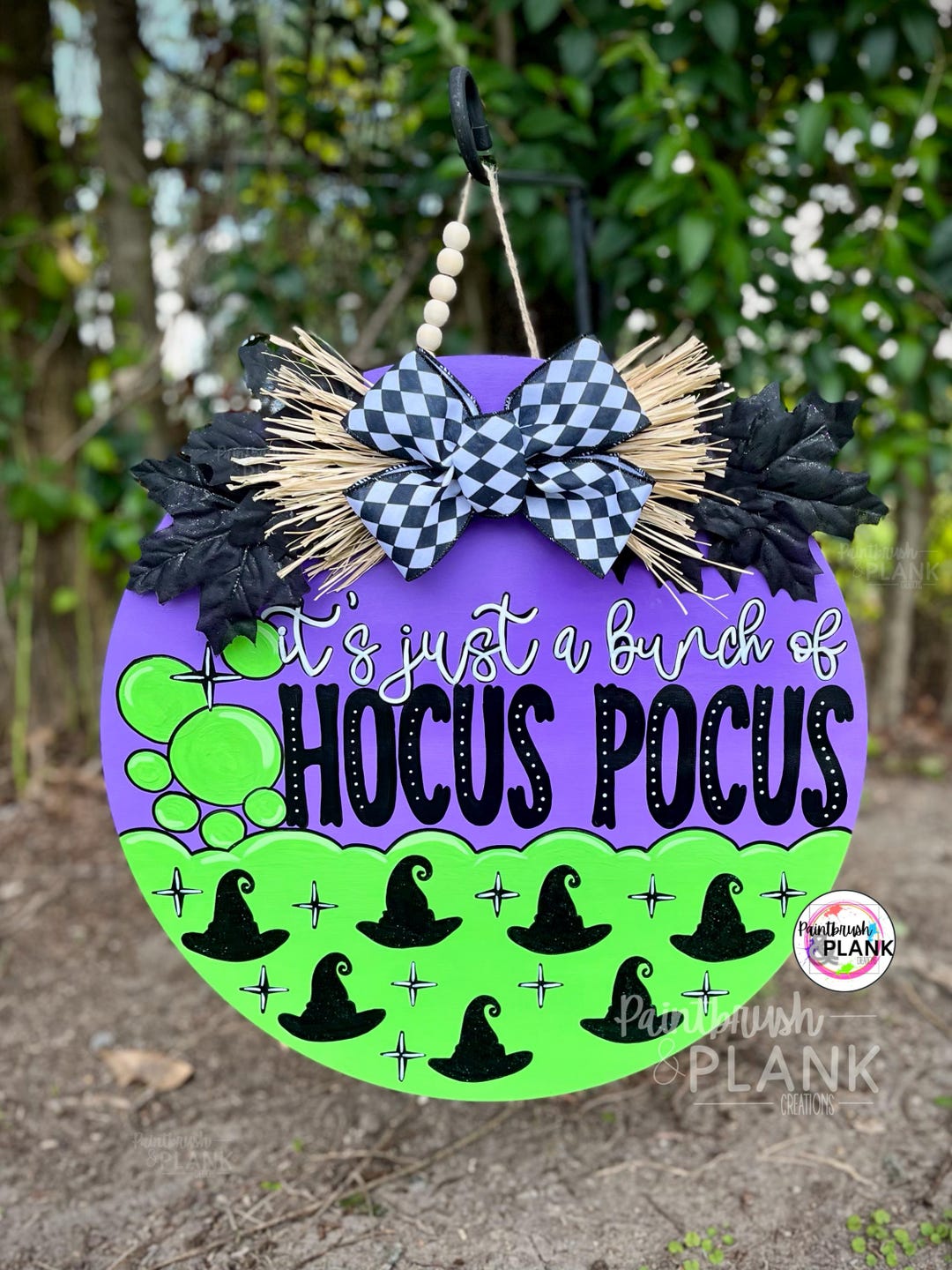 Hocus Pocus Witch Hat Round Door Hanger, Halloween Decor - Etsy