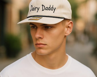 Dairy Daddy Embroidered Rope Hat: Funny Farmer Dad Cap