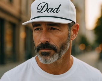 Gorra bordada "Dad": Gorra blanca Richardson 256 Rope, un regalo minimalista para él.