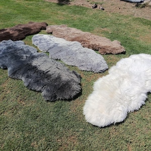 Premium Double Pelt Sheepskin Rugs | 2x6 ft | Natural Lambskin | White, Dark Grey, Light Grey, Taupe, Brown | Soft & Plush | Home Decor