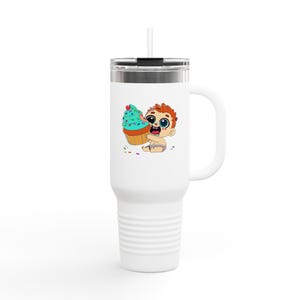 Cute Character Insulated Travel Mug, 40oz - Perfect for Coffee Lovers, Snacks on the Go, Kid-Friendly Gift, Birthday, Party Favors