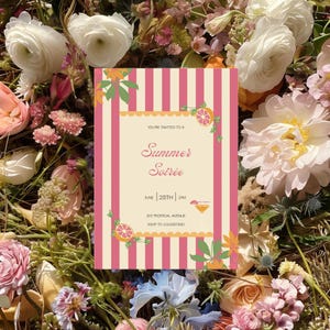 Sommer Soirée Einladung Vorlage | Gartenparty | Canva Vorlage | Anpassbare Vorlage