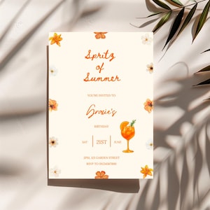 Spritz of Summer Party Invitation Template | Aperol Summer Party Invite | Canva Template | Instant Download