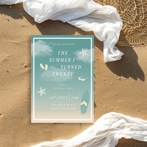 The Summer I Turned Pretty Birthday Invitation Template | Summer Theme | Party Invite | Canva Template | Customisable Template