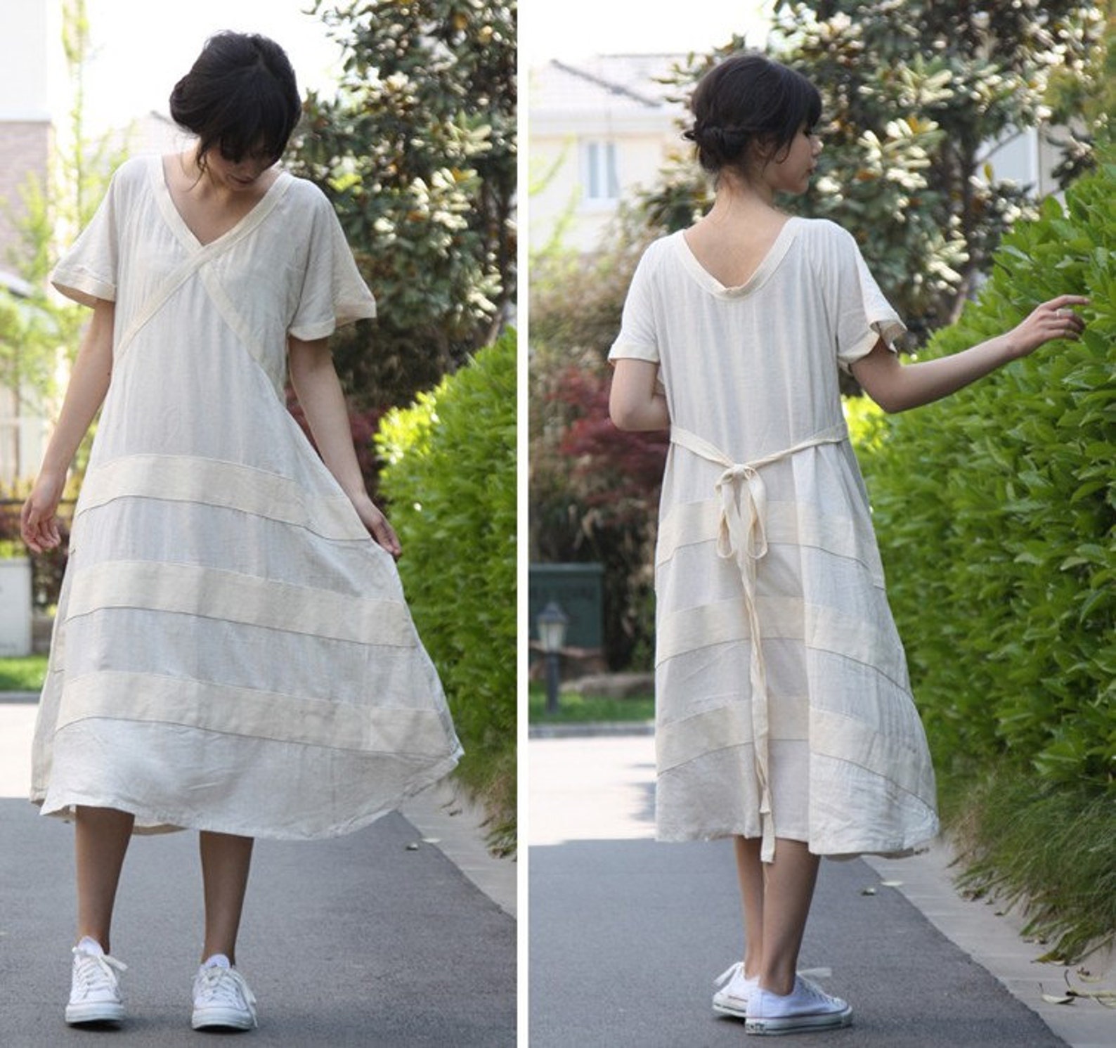 Extra Long Loose and Flowing Dress With Cloth Stripes/ 17 - Etsy