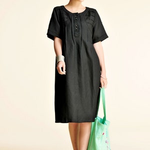 Cool Lily / Linen Summer Dress With Folds/ Baby doll Pleated Dress with Short Versatile Sleeve / 27 Colors/ RAMIES image 3