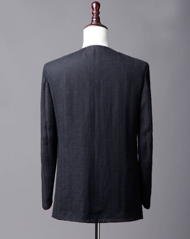 Classic Asian Design Linen Men's Jacket/v Neck Line With - Etsy