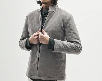 Design asiatique classique / Manteau d’hiver pour hommes en lin avec doublure rembourrée en coton / 14 couleurs / RAMIES