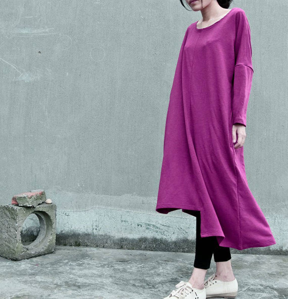 Free Style Cotton Long Dress With Asymmetry Shape/light Etsy