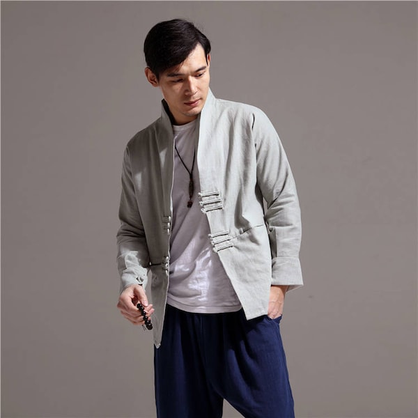 Linen Men's Light Jacket with Handmade Buttons / 9 Colors/ RAMIES