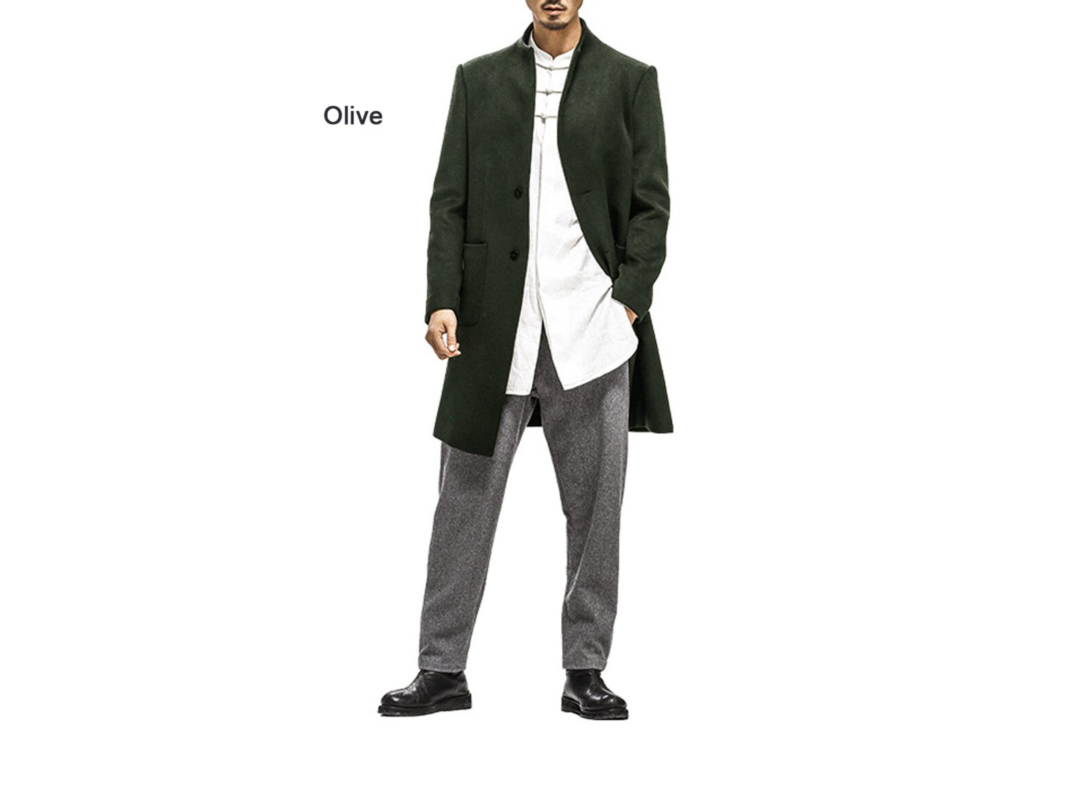 Classic Men's Standup Collar Wool Jacket/ Long Winter Etsy