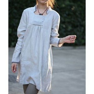 Babydoll Pleated Linen Dress/ 18 COLORS/ RAMIES