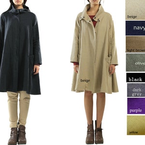 Free Style Linen Dress Coat/ Lovely Pleated Long Jacket/ 9 Colors/ RAMIES image 5