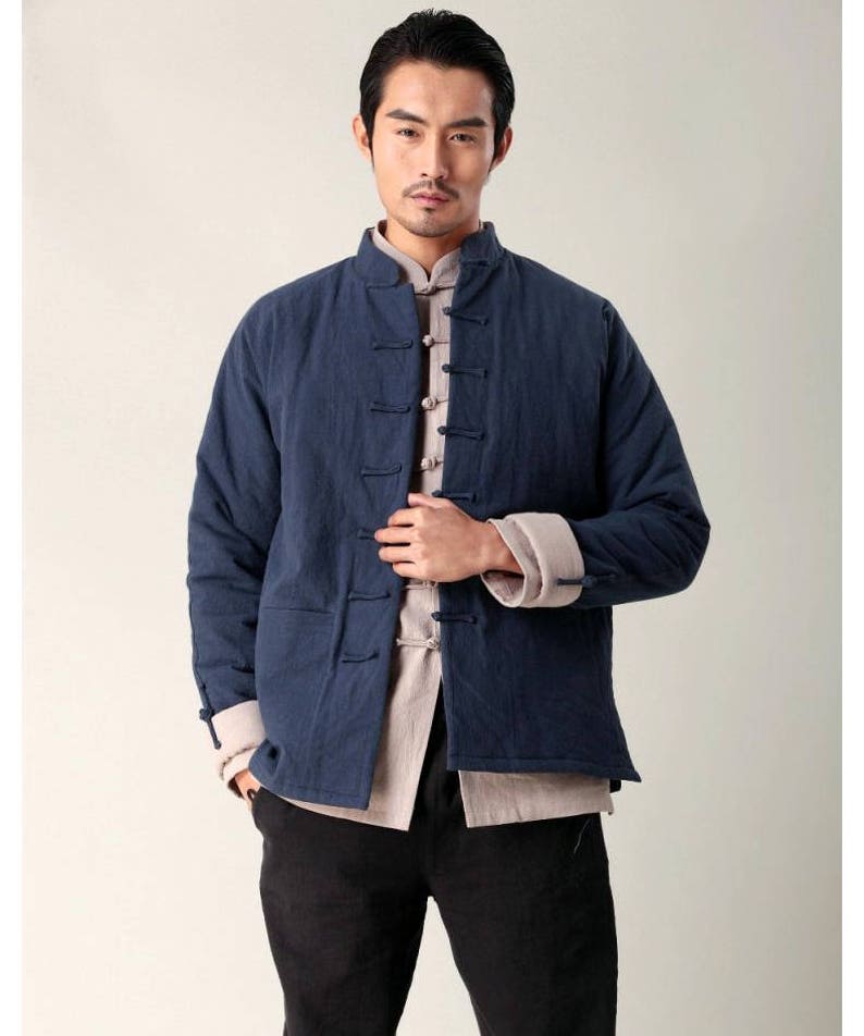 Ethnic Style/ Linen Men's Winter Coat With Cotton Padded - Etsy