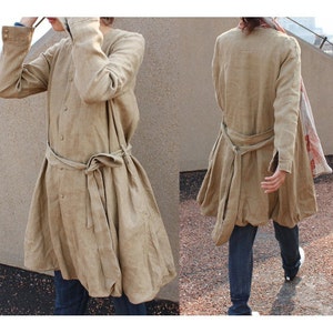 Flower Bud Linen Long Coat with Belt/ 10 COLORS/ RAMIES image 1