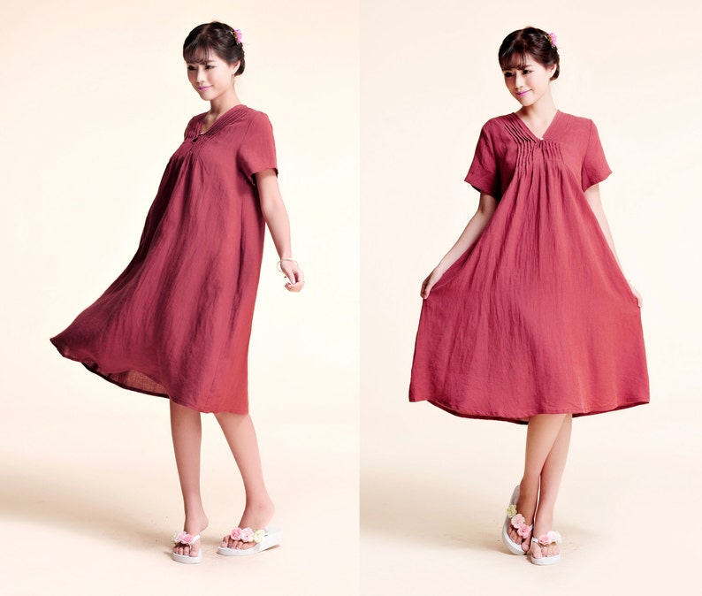 Peony / Free Style Linen Summer Dress With Folds/ Baby Doll Etsy