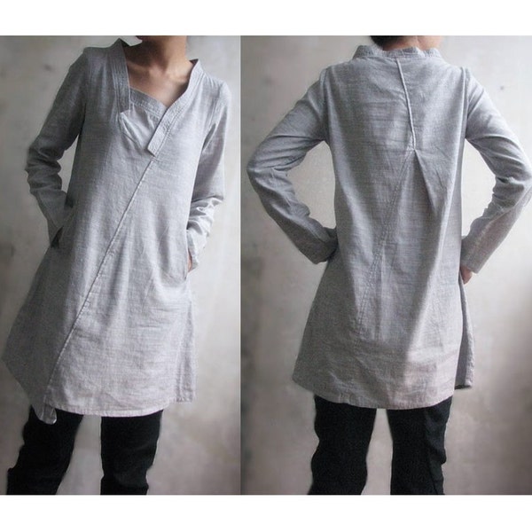 Lovely  Asymmetrical Linen Dress/ 35 Colors/ Any Size/ RAMIES