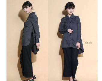 Split Your Sides with Joy Linen Long Blouse/ 28 Color/ Any Size/ RAMIES