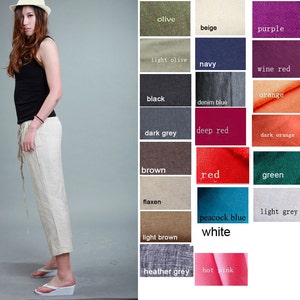 elastic waist linen pants / 22 Colors/ Any Size/ RAMIES image 5