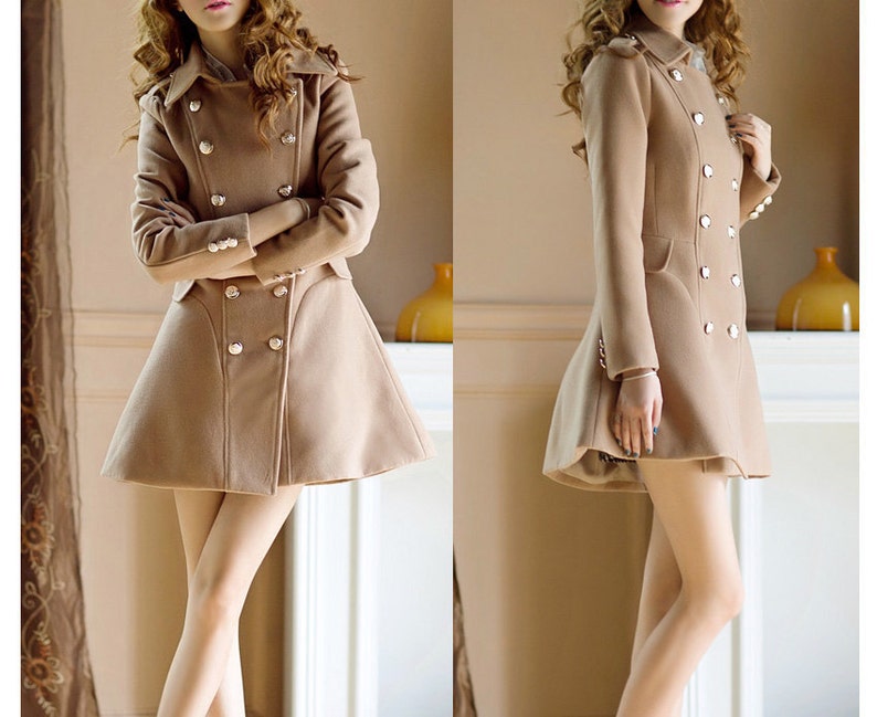 Double Breasted Wool Coat Dress/ 20 Colors/ Any Size/ RAMIES image 4