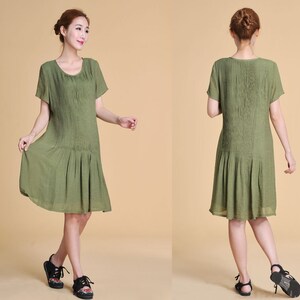 Elegant Full Pleated Silk Sundress with Short Sleeves/ 20 Colors/ RAMIES