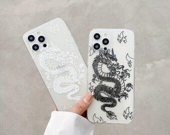 Chinese Style Dragon Clear iPhone Case/Black/ White/Soft TPU iPhone 15/ 14 7 8 Plus/Xr/Max/iPhone 11/12/iPhone 13 Pro MAX/Buy One Get 1 Free