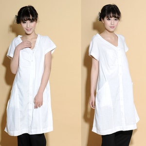 Pleated  Asymmetrical Linen Dress with Big Pockets/ 34 Colors/ RAMIES