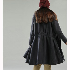 Free Style Linen Dress Coat/ Lovely Pleated Long Jacket/ 9 Colors/ RAMIES image 1
