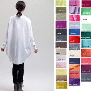 Free Style/Flower Bud Linen Long Shirt 35 Colors/ RAMIES image 5