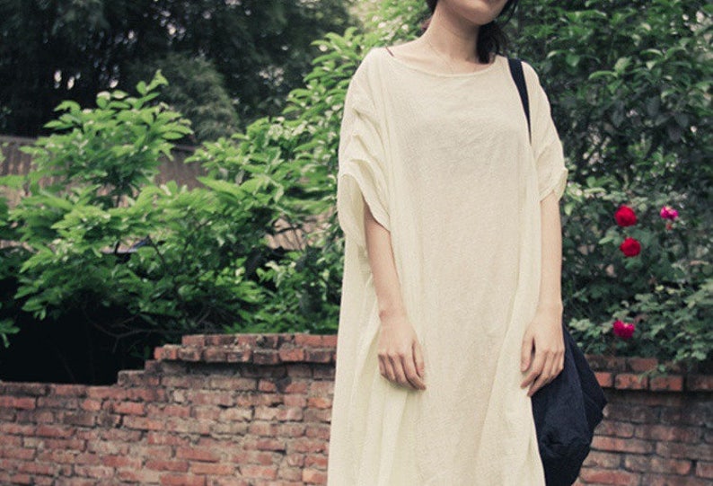Free Style Asymmetrical Linen Long Dress/pleated/ Asian Style - Etsy