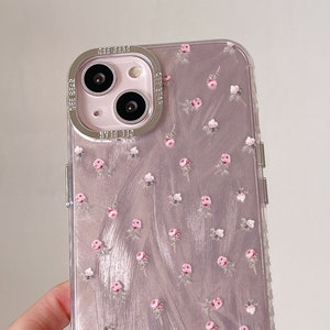Lovely iPhone 15/14/13/12/MAX case/Flowers/Shiny Lase White/Pink TPU Cover with beads Bow Chain/Beads/Heart/Cute/Gift/ image 7