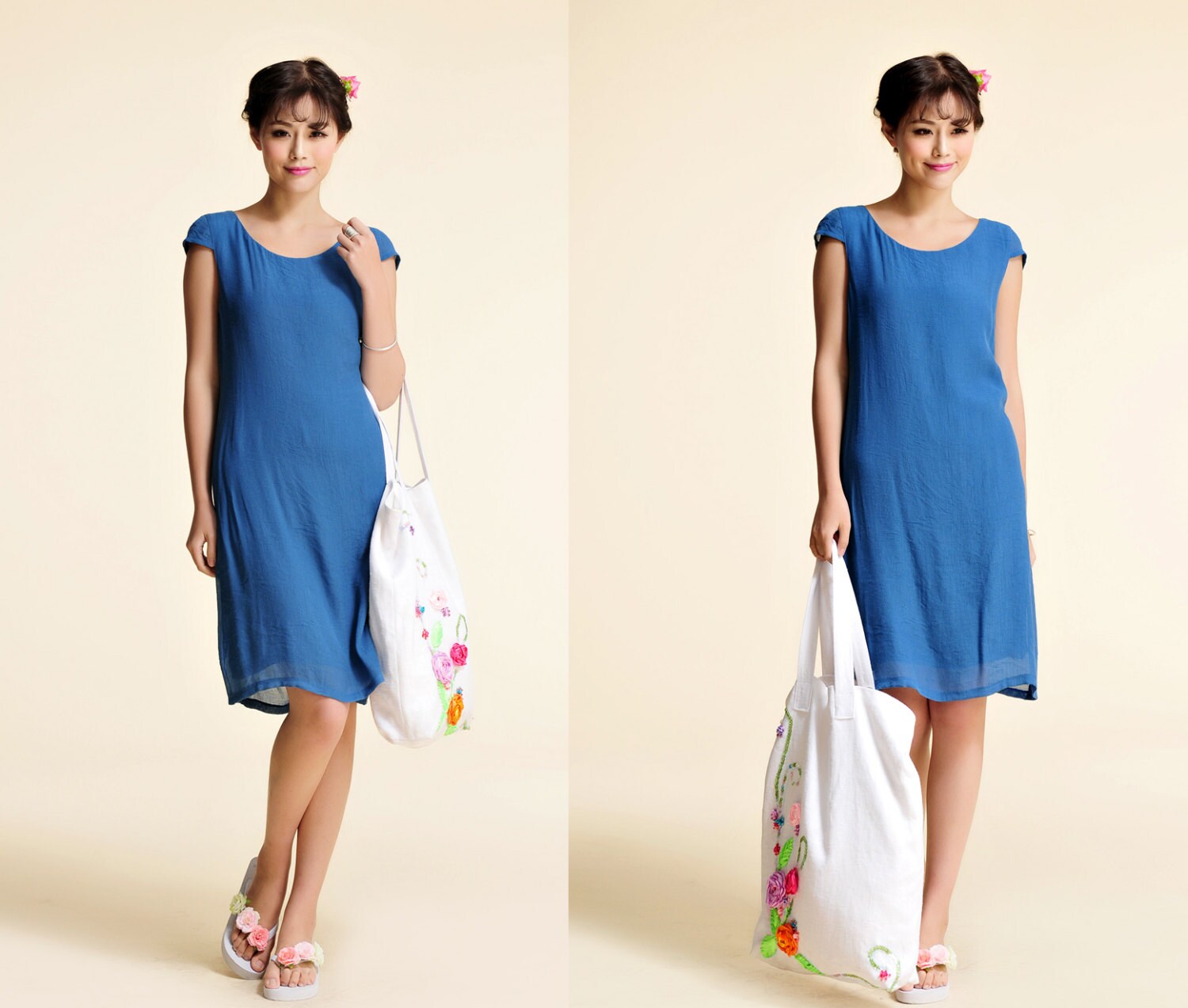 /ideal Hot Weather Dress / Lovely Silk Dress With Cap Sleeve